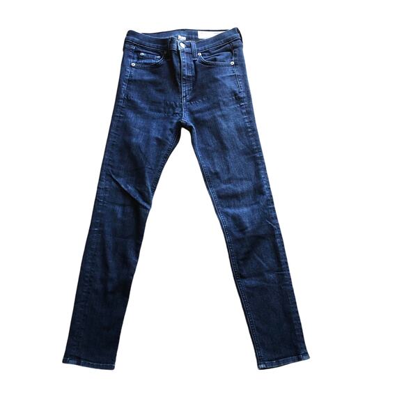 Rag And Bone High Rise Whiskered Faded Ankle Skinny Jeans, Indigo Color, 24 - Picture 1 of 15